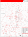 Puget Sound Metro Area Wall Map Red Line Style